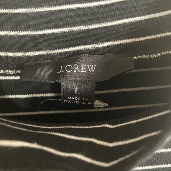 J Crew Long Sleeve Striped Button Shoulder Rib Mock Neck Shirt US Women's L New - Picture 5 of 8